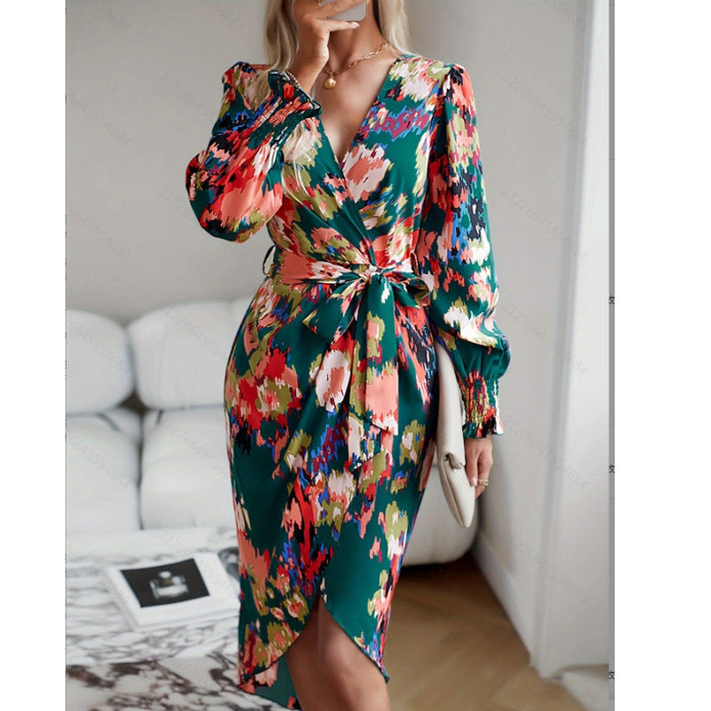 Retro V-Neck Princess Sleeve Dress