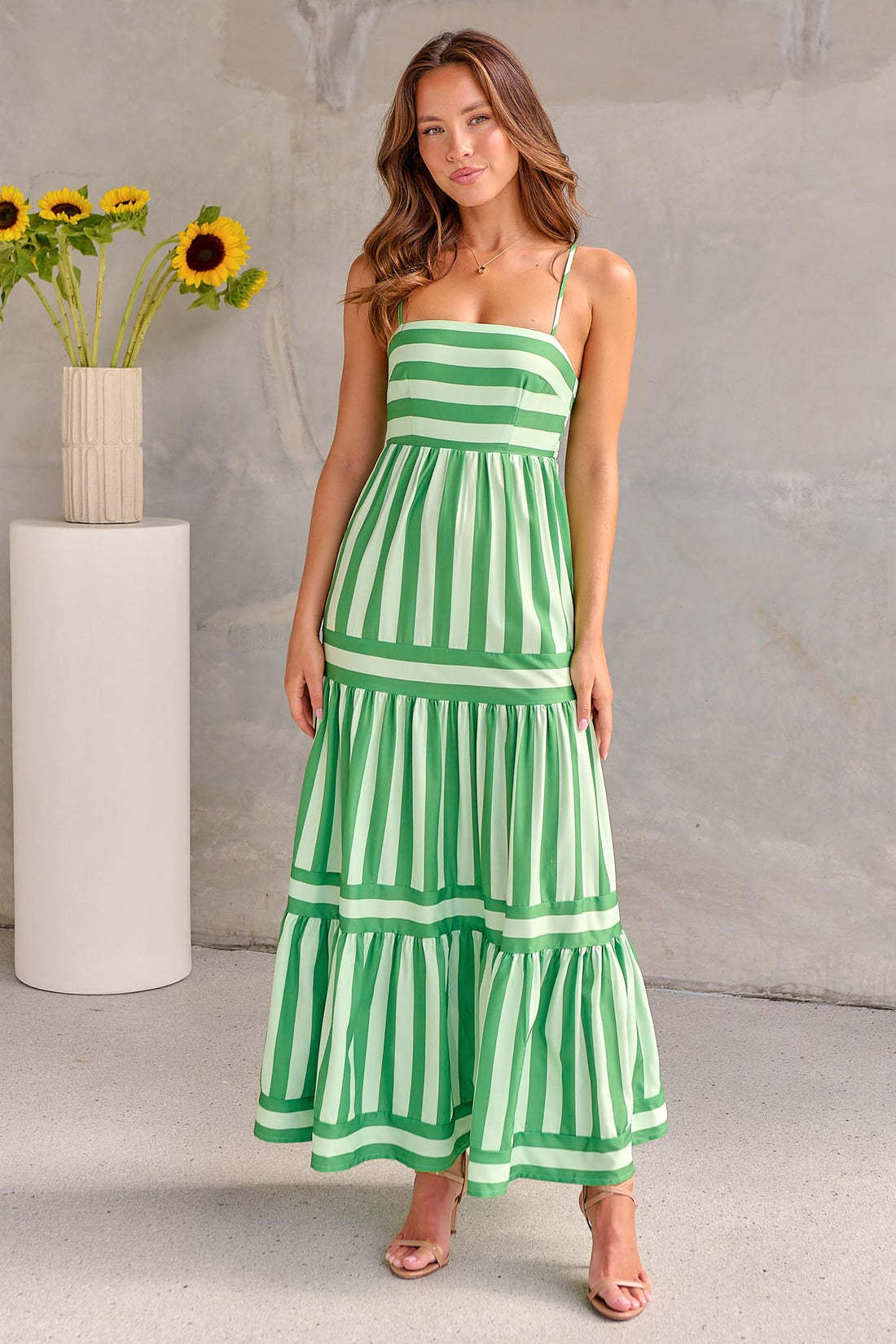 Backless Striped Dress with Sweet Details