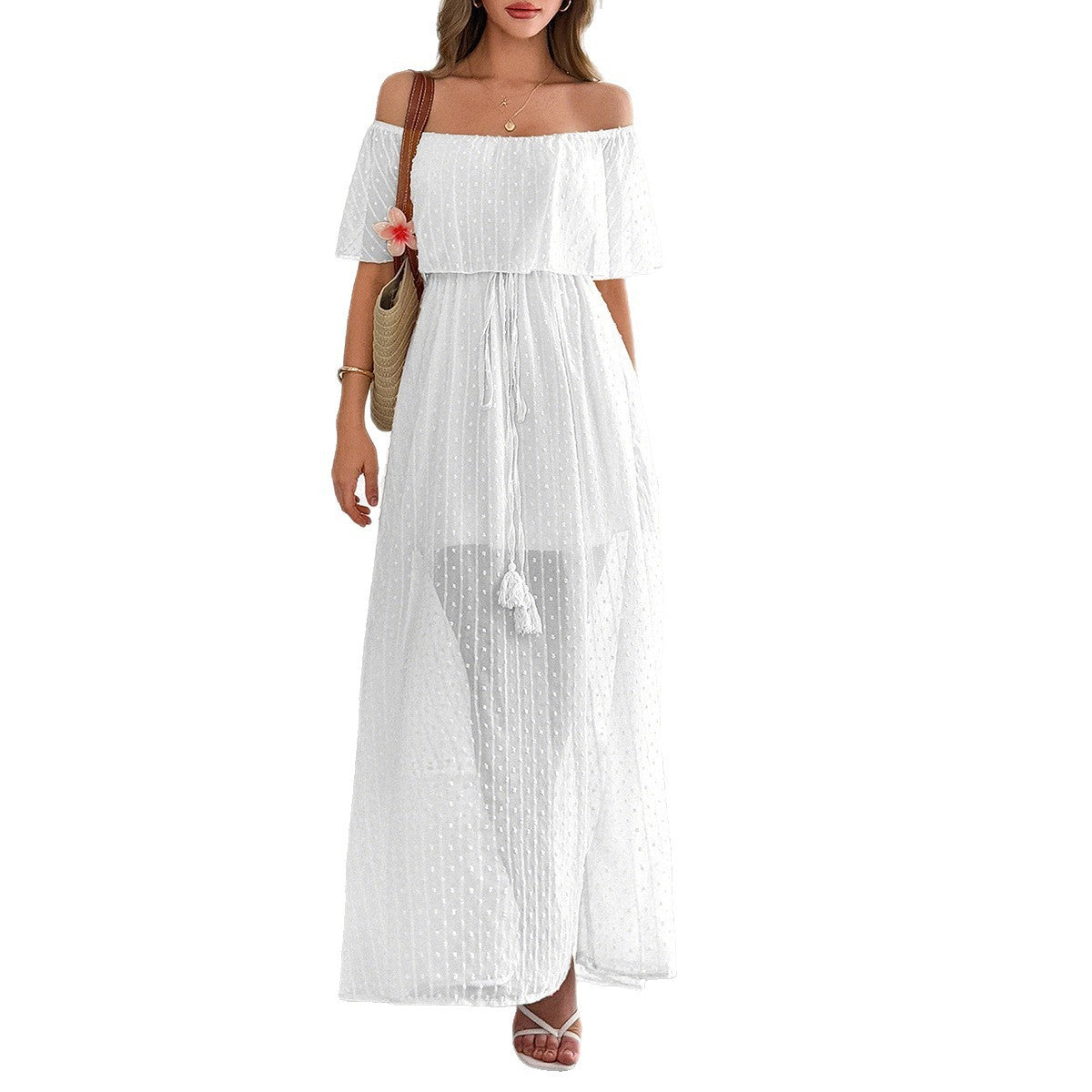 Elegant Tube Top Corset Short Sleeve Women Dress