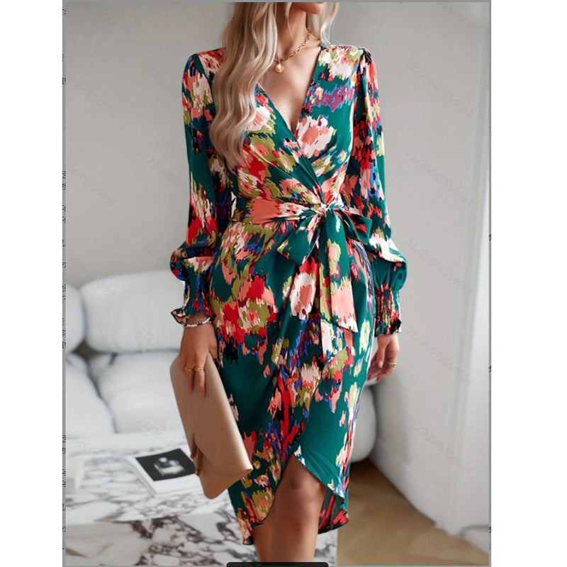 Retro V-Neck Princess Sleeve Dress