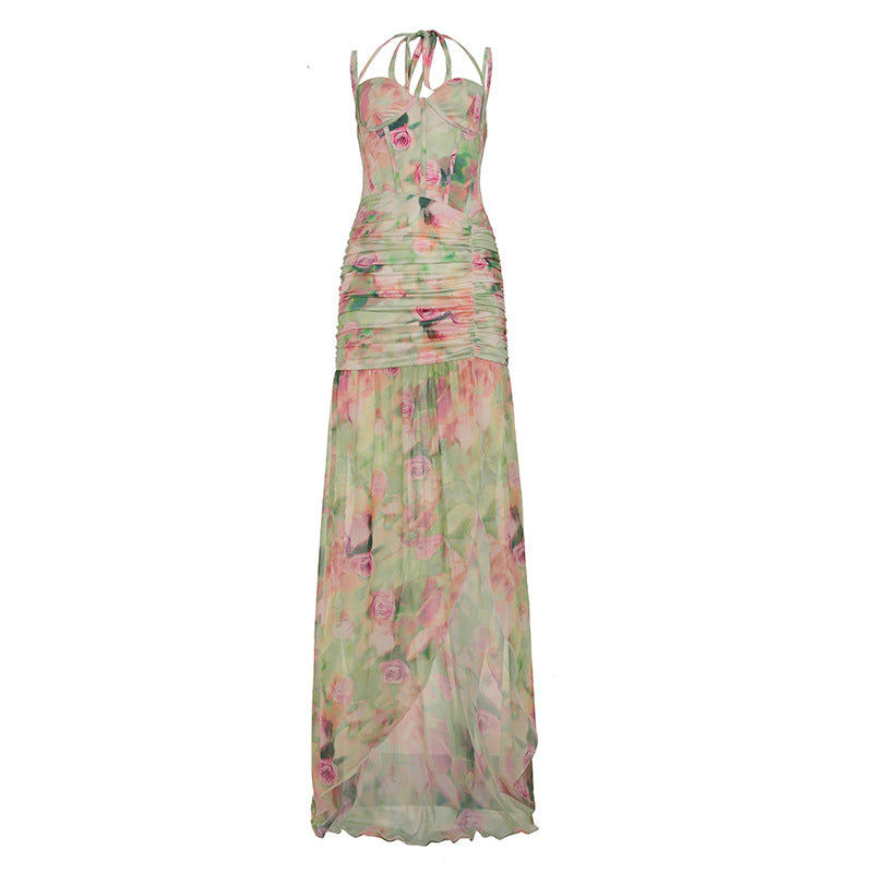 Waist Slimming Sling Irregular Dress