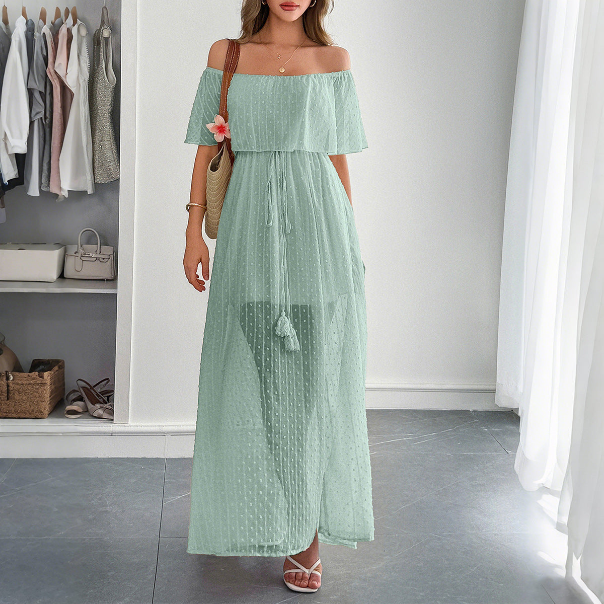 Elegant Tube Top Corset Short Sleeve Women Dress