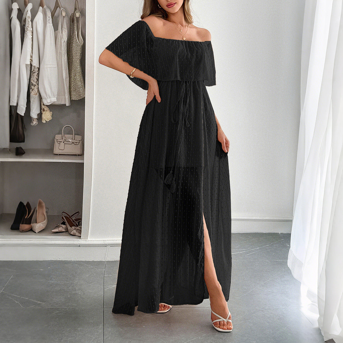 Elegant Tube Top Corset Short Sleeve Women Dress