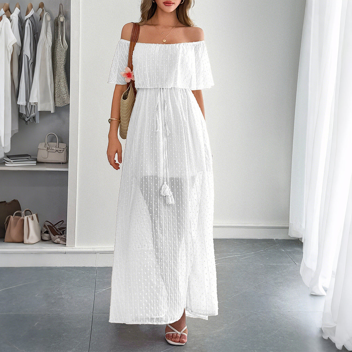 Elegant Tube Top Corset Short Sleeve Women Dress