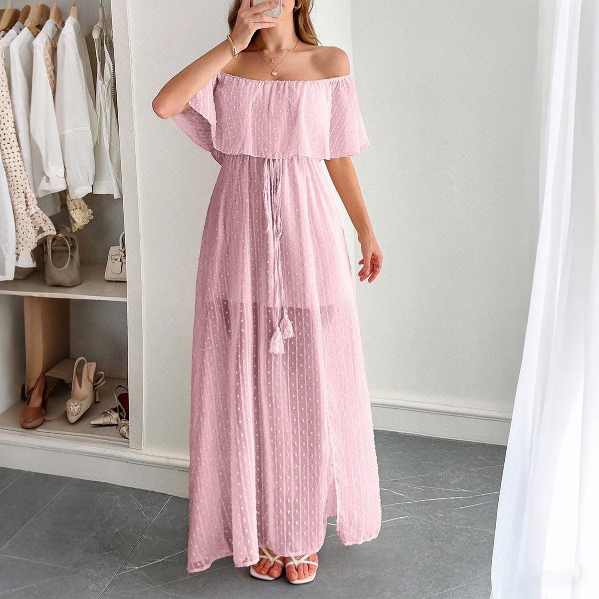 Elegant Tube Top Corset Short Sleeve Women Dress