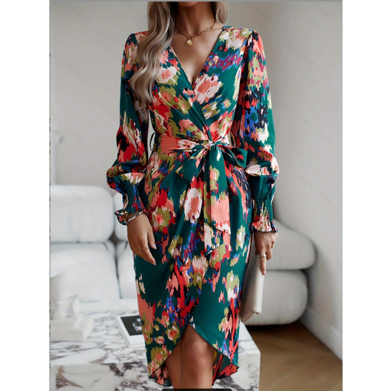 Retro V-Neck Princess Sleeve Dress