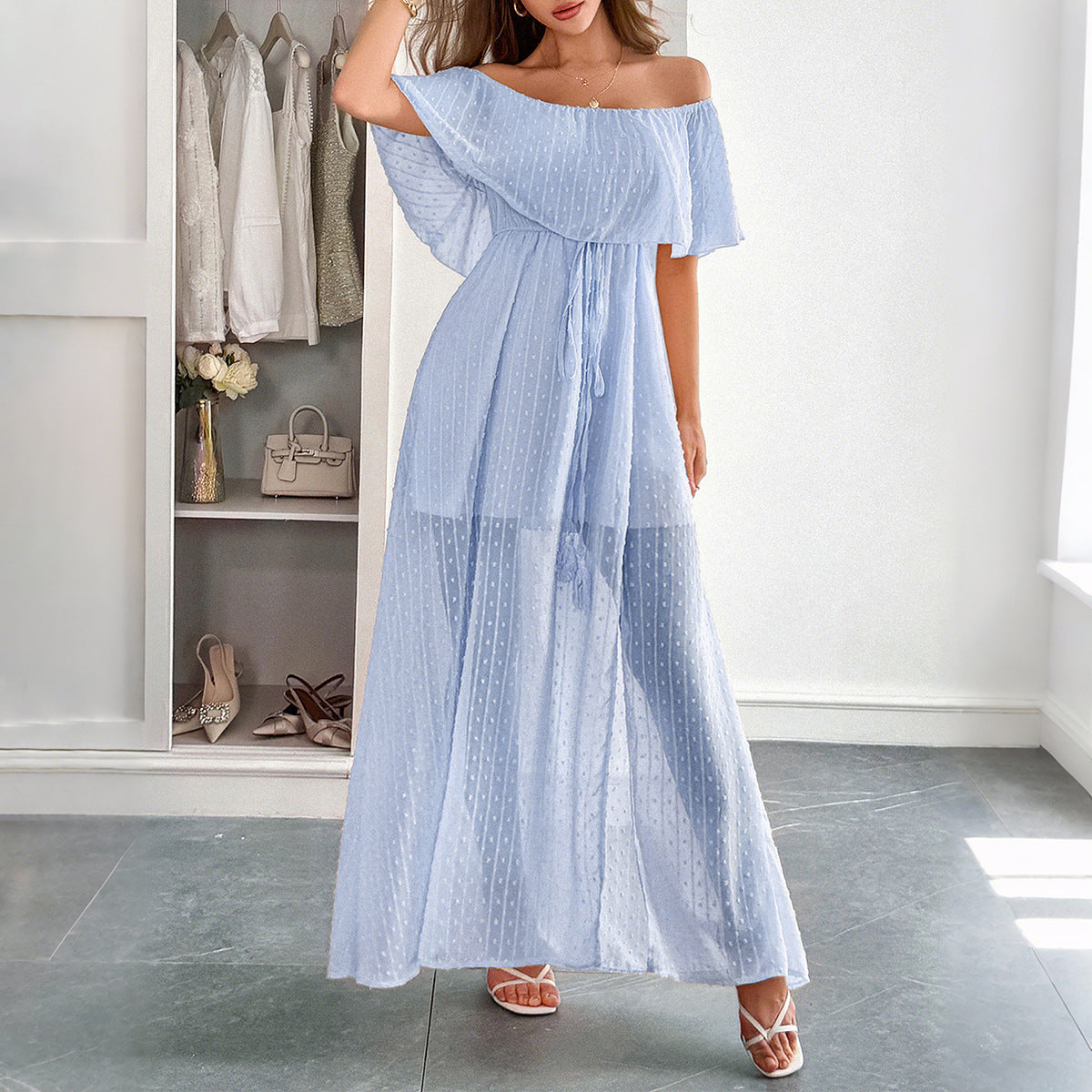 Elegant Tube Top Corset Short Sleeve Women Dress