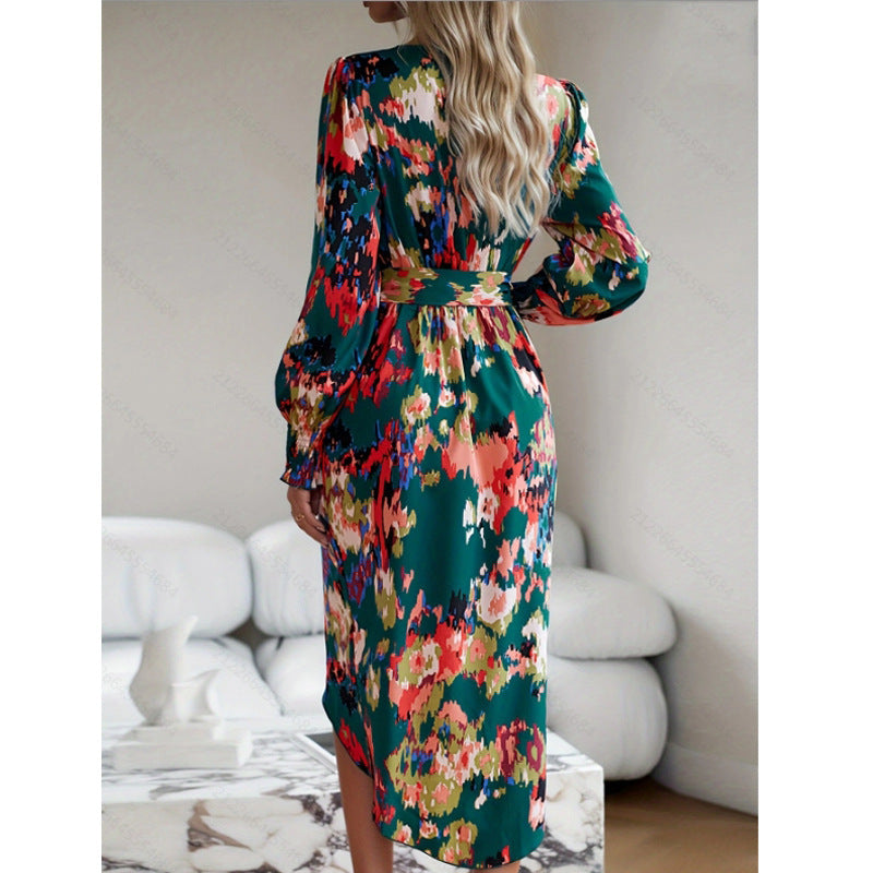 Retro V-Neck Princess Sleeve Dress