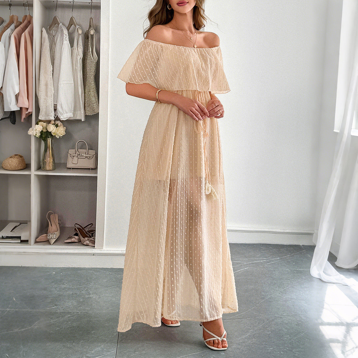 Elegant Tube Top Corset Short Sleeve Women Dress