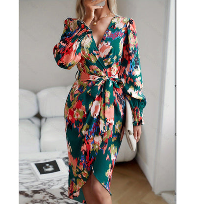 Retro V-Neck Princess Sleeve Dress